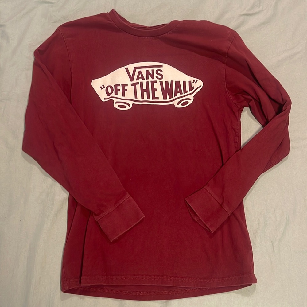 Vans long sleeve burgundy tee, Small.